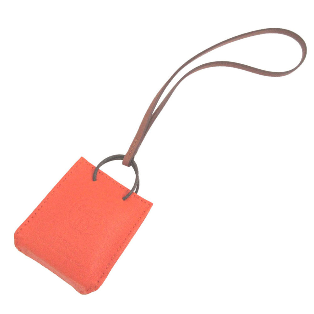 Hermes Sac Orange Y stamp (2020 production) Agneau Milo Feu Keychain Accessor...
